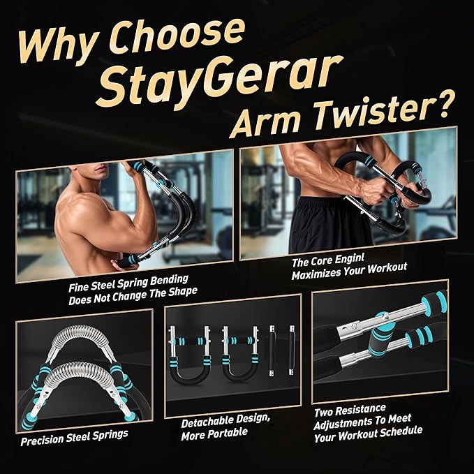 Twister Arm Trainer,Arm Trainer for Men,Arm Trainer Chest Workout,Aurelis Chest Workout,Chest and Arm Trainer,Arm and Chest Muscle Trainer,2-Level Adjustable Resistance