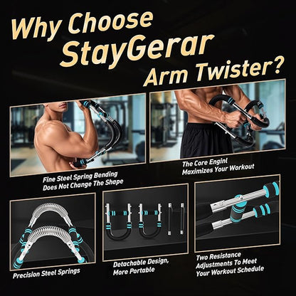 Twister Arm Trainer,Arm Trainer for Men,Arm Trainer Chest Workout,Aurelis Chest Workout,Chest and Arm Trainer,Arm and Chest Muscle Trainer,2-Level Adjustable Resistance
