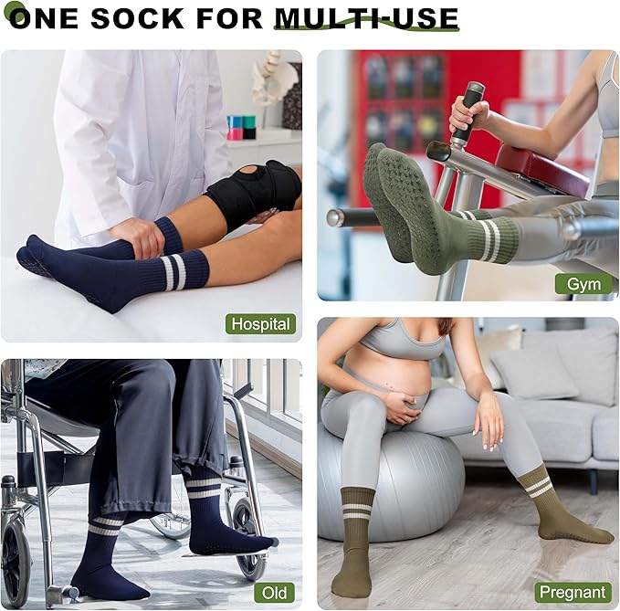 Pilates Socks with Grips for Yoga, Barefoot, Ballet, Barre, Hospital Non Slip Anti Skid Socks for Women and Men