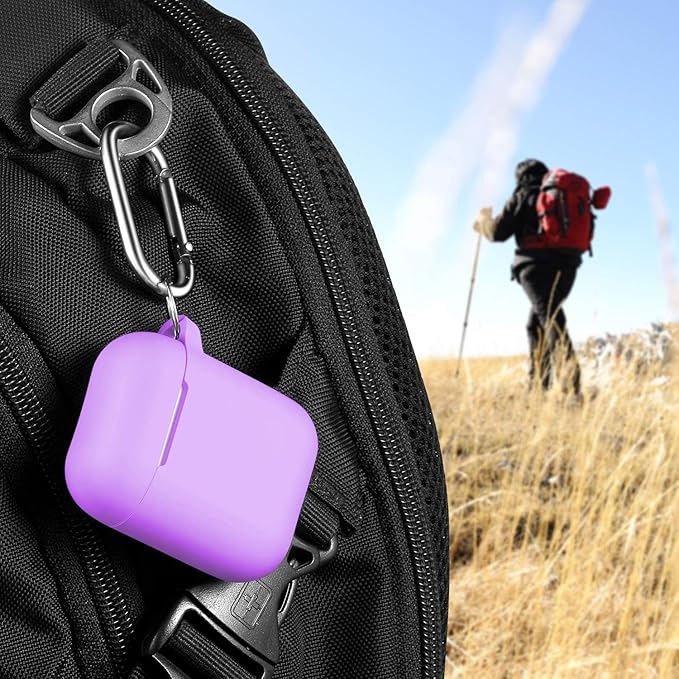 R-fun Compatible with AirPods Case Cover, Soft Silicone Protective Cover with Keychain for Women Men Compatible with Apple AirPods 2nd 1st Generation Charging Case, Front LED Visible,Lavender