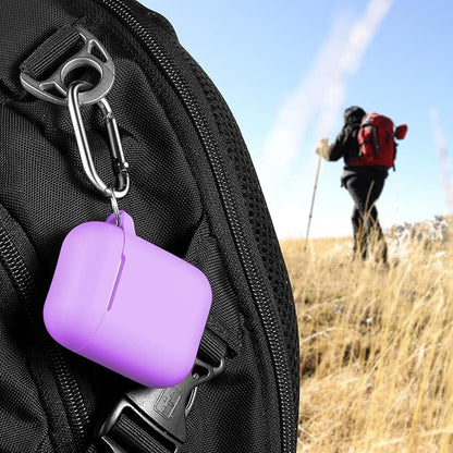 R-fun Compatible with AirPods Case Cover, Soft Silicone Protective Cover with Keychain for Women Men Compatible with Apple AirPods 2nd 1st Generation Charging Case, Front LED Visible,Lavender