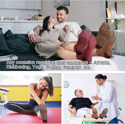 Ozaiic Non Slip Socks Grip for Yoga Home Workout Pure Barre, Pilates, Hospital, Ideal Cushion Socks for Men and Women