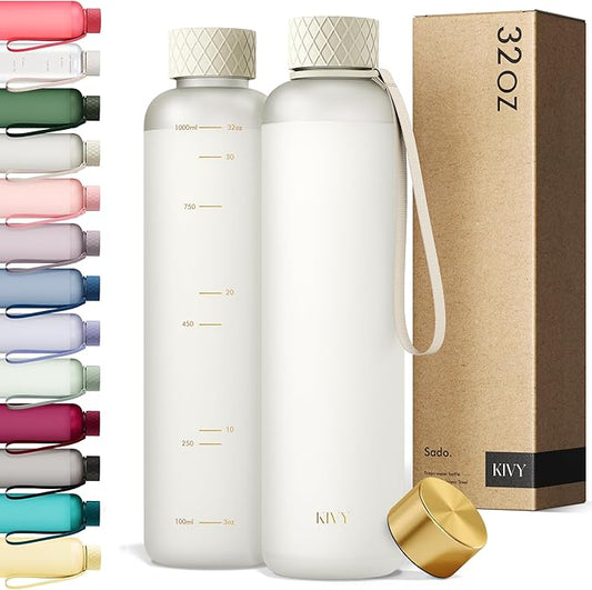 KIVY Tritan Water Bottle 2nd Generation (White Gold, 32oz)