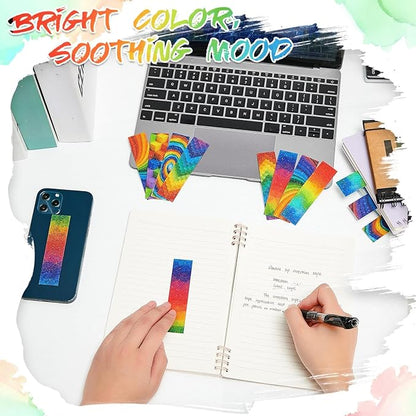36 Pcs Anxiety Sensory Stickers Mental Health Stickers Fidget Textured Strips Toys Adhesive Tactile Calm Relief Items for Adults Desk School Counselor Classroom(Rainbow Style)