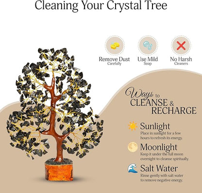 YATSKIA Black Tourmaline Crystal Tree, Gemstone Tree Home Office Decor, Spiritual Decor, Crystal Gifts