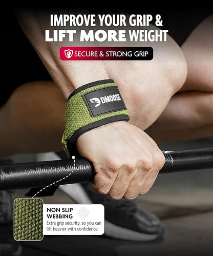 DMoose Fitness Lifting Straps 24" (Pair) - 5mm Padded Durable Wrist Straps for Weightlifting & Powerlifting - Cotton Lifting Strap with Silicone Grip for Men & Women - Deadlift Strap for Gym Workout