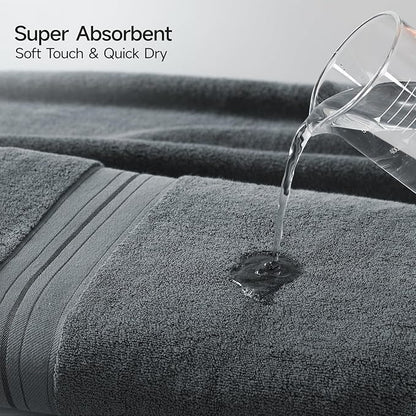 REDKISS 100% Cotton Bath Towels Set of 4, Extra Large Bath Sheets 27 X 59 Inches, 600 GSM, Quick Dry, Ultra Soft & Super Absorbent Bathroom Towel Sets for Bathroom, Gym, Spa, Pool & Hotel, Dark Grey