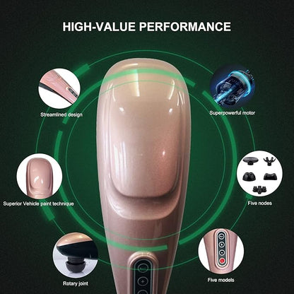 MEGAWISE Handheld Back Massager | Deep Tissue Percussion Massage for Back, Neck, Shoulders, Waist and Legs (Rose Gold)