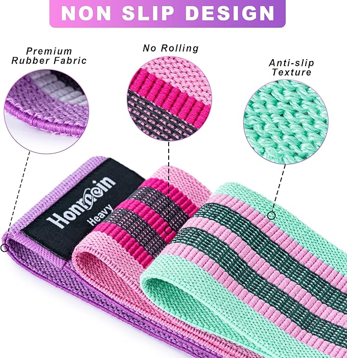 Resistance Bands for Working Out, 3 Levels Exercise Bands Workout Bands Set for Women Men, Hip Legs Booty Bands for Home Fitness, Gym, Yoga, Pilates