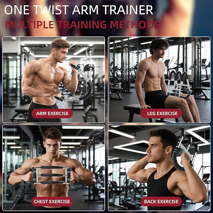 Twister Arm Trainer, Dual Triple-Spring, 30-180lb Adjustable, Chest Arm Shoulder Workout Equipment, Portable Detachable Arm Twister Exerciser for Men, Chest Expander for Gym Home Fitness