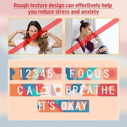 Crtiin 50 Pieces Anxiety Sensory Stickers for Anxiety Relief Items Mental Health Stickers Fidget Textured Strips for Office Classroom Desk Relieve Adult Stress(Boho Style)