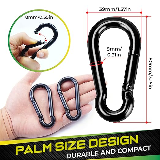 6Pcs 3.15In Spring Snap Hooks 460LBS Capacity, Utility Hook Clip, Heavy Duty Rope Connector, Quick Link Snap Hooks for Indoor & Outdoor, Hanging, Camping, Fishing, Hiking