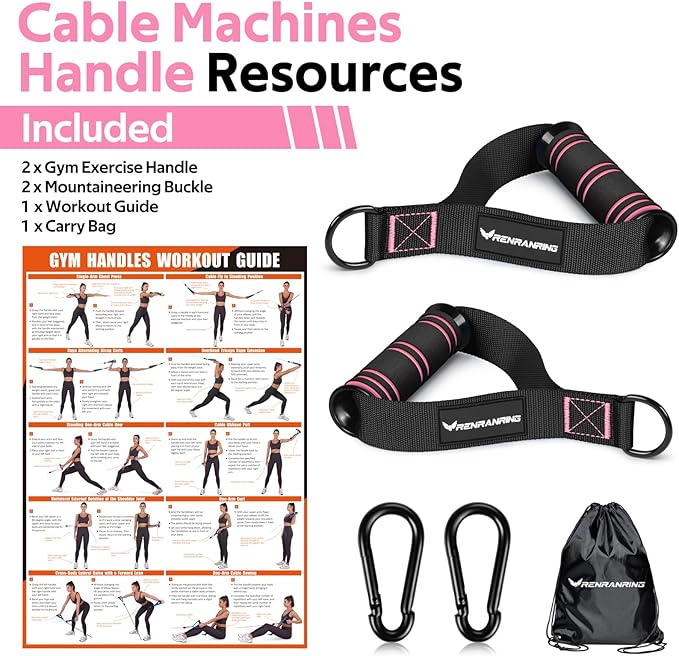 RENRANRING Gym Exercise Handles, Replacement Handle Attachments for Cable Machine Pulleys, Resistance Band and Strength Trainer, Pull Down Workout Accessories, Home Gym Add On Equipment