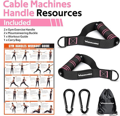 RENRANRING Gym Exercise Handles, Replacement Handle Attachments for Cable Machine Pulleys, Resistance Band and Strength Trainer, Pull Down Workout Accessories, Home Gym Add On Equipment