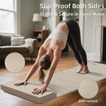 1/2 Inch Extra Thick Yoga Mat Pilates Equipment, 69"x24" Odorless Workout Mats for Home Gym, Non-slip Exercise Mats for Women Men Home Workout, Foldable Yoga Mats for Travel Camping Sleeping