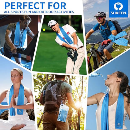 Sukeen [4 Pack Cooling Towel (40"x12"), Soft Breathable Chilly Microfiber Towel for Yoga,Sport,Running,Gym,Workout,Camping,Fitness,Workout & More Activities