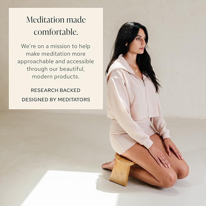 Mindful Modern Folding Meditation Bench - Bamboo Kneeling Stool with Locking Magnetic Hinges - Portable Cross Legged Folding Seiza Chair w/Travel Bag