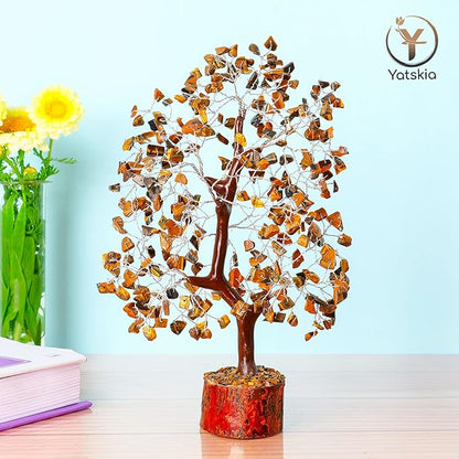 YATSKIA Tiger Eye Crystal Tree - Tree of Life - Tiger Eye Stone - Reiki Gifts - Gemstone Tree - Spiritual Decor - Crystal Decor - Chakra Decor - Metaphysical Gifts - Chakra Stones - Home Office Decor