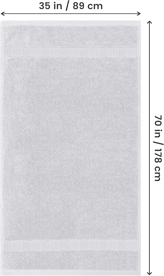 Utopia Towels Luxurious Jumbo Bath Sheet 2 Piece, 600 GSM, 35 by 70 Inches, 100% Ring Spun Cotton, Highly Absorbent and Quick Dry Extra Large Bath Towel, Super Soft Towel, Silver