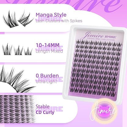 Manga Lash Clusters Natural Eyelash Clusters C Curly 10-14MM Fairy Cluster Eyelash Extensions with Spikes 110Pcs Wispy Individual Lashes Clusters DIY Natural Eyelashes Clusters at Home