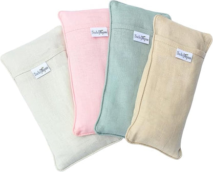 Organic Linen Eye Pillow - Lavender & Flaxseed for Relaxation, Yoga, Stress Relief - Microwavable Heating Pad & Cool Compress - Made in USA - Gifts for Meditation