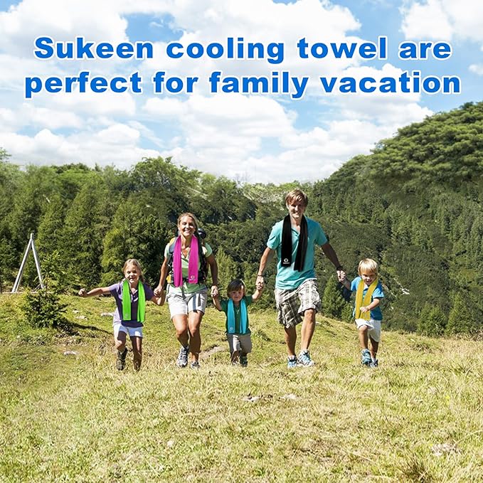 Sukeen [4 Pack Cooling Towel (40"x12"), Soft Breathable Chilly Microfiber Towel for Yoga,Sport,Running,Gym,Workout,Camping,Fitness,Workout & More Activities