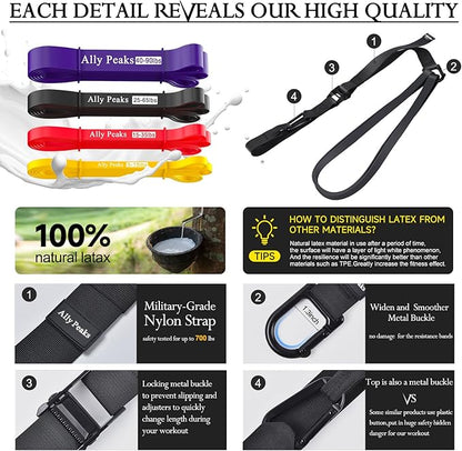 Ally Peaks Pull Up Assistance Bands System,Up to 410 lbs Assistance, Resistance Bands,Adjustable and Replaceable Pull Up Assist Band,Assisted Pull Up Resistance Bands for Pull Up Assist Push Up Assist