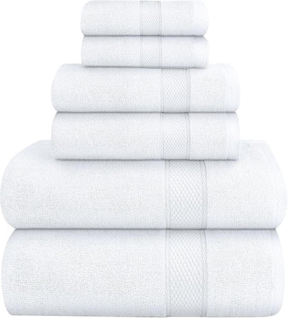 Oakias Premium 6 Piece Towel Set – 600 GSM – 2 Bath Towels, 2 Hand/Hair Towels, and 2 Washcloths – 100% Ring-Spun Cotton, Highly Absorbent & Super Soft – Towels for Bathroom, Hotels, Spa & Gym