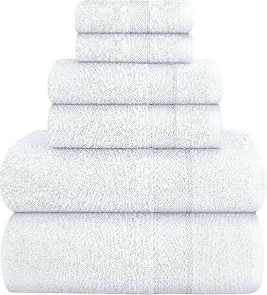 Oakias Premium 6 Piece Towel Set – 600 GSM – 2 Bath Towels, 2 Hand/Hair Towels, and 2 Washcloths – 100% Ring-Spun Cotton, Highly Absorbent & Super Soft – Towels for Bathroom, Hotels, Spa & Gym