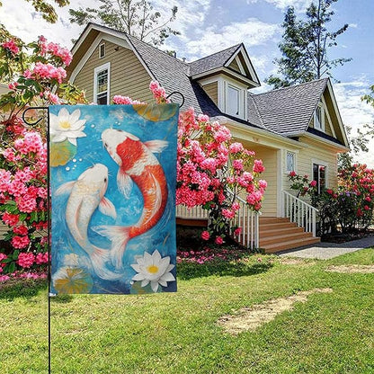 Koi fish Garden Flag 12x18 In Double Sided Yard Flags Lawn Sign Decor No Flagstand