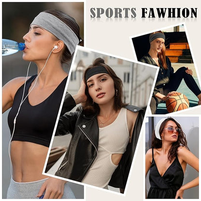 16Pcs Headbands for Women Non Slip - Stylish Sports Hair Bands for Women's Hair - Soft Cotton Cloth Stretchy Headbands for Women for Yoga Outdoor Exercise Running