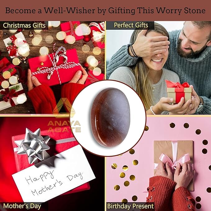 Fancy Agate Worry Stone – Crystal Thumb Worry Stones for Anguish, Stress – Relaxing and Soothing Balance Stones for Meditation, Stress Relief – Healing Stones and Crystals for Men and Women