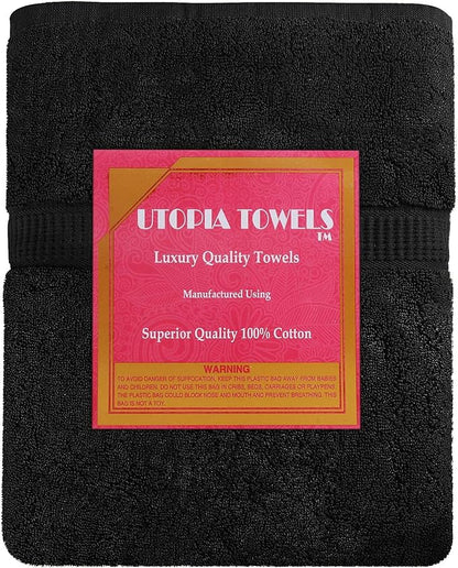 Utopia Towels - Luxurious Jumbo Bath Sheet 8 Piece - 600 GSM (35X70 Inches) 100% Ring Spun Cotton - Highly Absorbent and Quick Dry Extra Large Bath Towel - Super Soft Hotel Quality Towel (Black)