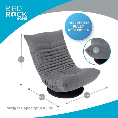 BIRDROCK HOME Swivel Floor Chair - 360 Adjustable Memory Foam Lounge Seat - Gaming - Comfortable Back Support - Cushion Dorm Rocker - Comfy for Reading Game Meditating - Fully Assembled (Grey)