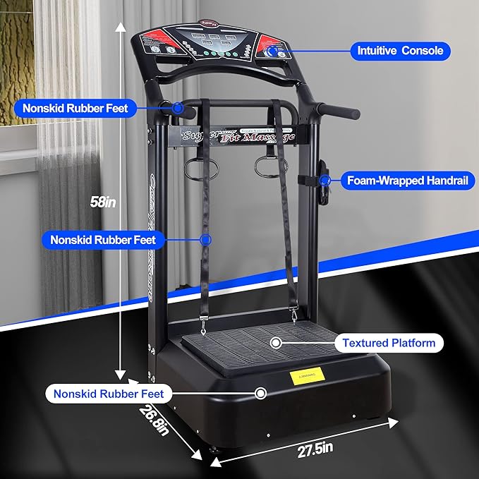 Vibration Platform Workout Machine, Heavy Duty Recovery Whole Body Circulation Vibration Plate 400bl Support for Home Trainer Gym Equipment