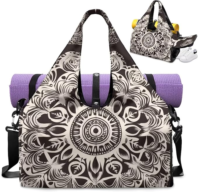Yoga Mat Bag for Women Men Large Carryall Tote with Adjustable Shoulder Strap for Gym Yoga Travel Pilates Office