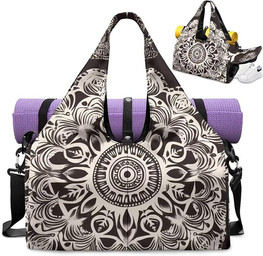 Yoga Mat Bag for Women Men Large Carryall Tote with Adjustable Shoulder Strap for Gym Yoga Travel Pilates Office