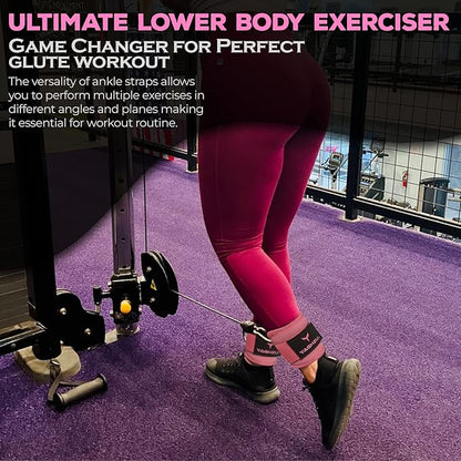Ankle Straps for Cable Machines Women - Adjustable Gym Ankle Strap for Cable Machine, Neoprene Padded Cable Straps, Durable Leg Strap with Cable Cuff, Glute Kickback Ankle Strap with D Rings