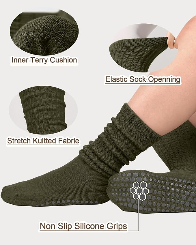 3/6 Pairs Grip Pilates Socks for Women, Non-slip Yoga Athletic Socks for Barre Ballet Barefoot Workout Hospital