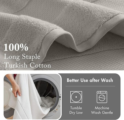 Madison Park Turkish 100% Cotton 600Gsm Luxury Premium Thick Soft Abosorbant Hotel Bathroom Towel Set Shower Hand Face Washcloths, Assorted Sizes, Grey 6 Piece