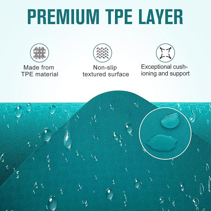 UMINEUX Extra Thick Yoga Mat, 2/5 Inch (10MM), Natural Rubber and TPE Non Slip Yoga Mats with Strap for Women Men, Eco Friendly Exercise Mat for Yoga, Pilates and Home Workout