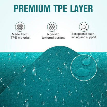 UMINEUX Extra Thick Yoga Mat, 2/5 Inch (10MM), Natural Rubber and TPE Non Slip Yoga Mats with Strap for Women Men, Eco Friendly Exercise Mat for Yoga, Pilates and Home Workout