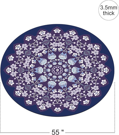 Round Meditation Pilates Yoga Mat Luxury Suede Large Yoga Mat Natural Rubber Non-Slip Base is ery Suitable for Meditation, Stretching, Yoga Environmental Protection, Fitness Exercise, Home and Outdoor. 140CM Diameter