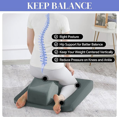 HOMBYS Adjustable Meditation Cushion Set, Thickened Foam Yoga Pillow for Floor Sitting with Hip & Knee Support, Ergonomic Wedge Floor Cushion for Meditation & Mindfulness