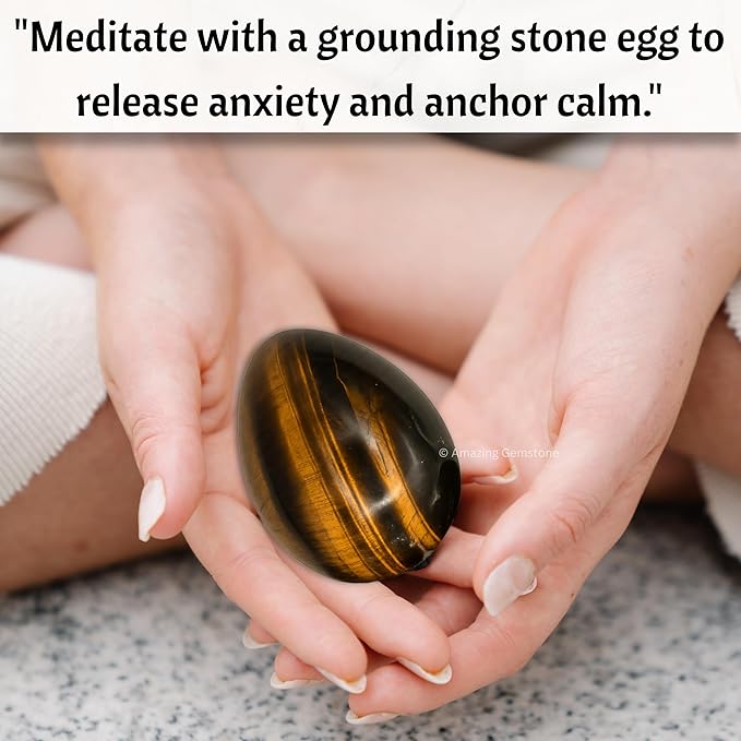 Amazing Gemstone Tiger Eye Crystal Yoni Egg, 2 Inches - Crystals and Healing Stones Yoni Egg for Pelvic Floor Health, Natural Healing Crystal Eggs for Meditation and Stress Relief