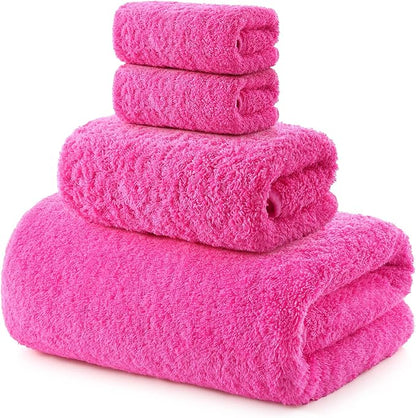 REDKISS Luxury Pink Bath Towel Set of 4, 100% Cotton 900 GSM Premium Bathroom Towels, Ultra Soft, Highly Absorbent & Quick Dry Bath Sheets, No Shedding, Hotel & Home Spa Towel Sets for Adults