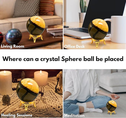 Amazing Gemstone Septarian Crystal Ball with Stand - 2 Inches Crystal Sphere Meditation Balls for Witchcraft and Decorative Balls
