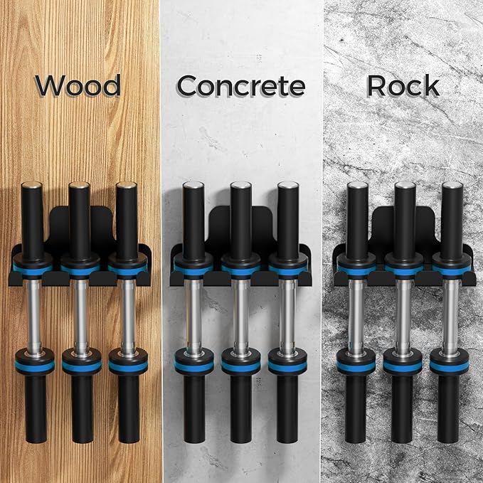 Barbell Wall Holder,Olympic Hanger,Garage Gym Bar Wall Rack,Vertical Barbell Mount Rack,Space Saving Commercial or Home Gym Accessory,Holds Under 33mm Bar Size(Black)