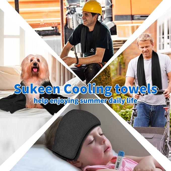Sukeen [4 Pack Cooling Towel (40"x12"), Soft Breathable Chilly Microfiber Towel for Yoga,Sport,Running,Gym,Workout,Camping,Fitness,Workout & More Activities