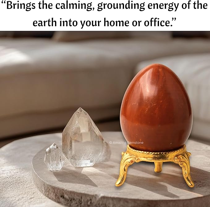 Amazing Gemstone Red Jasper Crystal Yoni Egg, 2 Inches - Premium Crystals and Healing Stones Yoni Egg for Pelvic Floor Health, Natural Healing Crystal Eggs for Meditation and Stress Relief